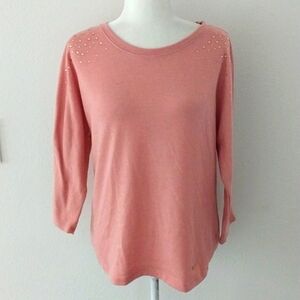 Adrienne Vitadini Chic Pink Sweater with Studded Details size Medium